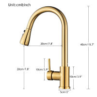 Golden Kitchen Faucet Deck Mount Sink Faucet With Sprinkler Pull Out Mixer Tap 360 ° Rotate Taps Hot Cold Water Mixers Crane