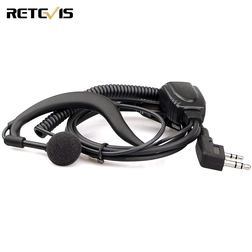 Retevis RT22 Walkie Talkie Earpiece with Mic 10 Pack 2 Pin Anti Falling Off Single Wire Earhook Headset for Retevis H-777 BF-888S UV-5R Arcshell AR-5 AR-6 Two Way Radio 