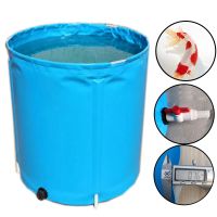 ；【‘； Outdoor Bathtub Thicken PVC Canvas Fish Tank Movable Circular Childrens Swimming Pool Foldable Fish Fry Breeding Water Tank