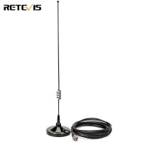 Retevis MR100 เสาอากาศวิทยุติดรถยนต์ Dual Band VHF/UHF Magnet Mount และสายโคแอกเซียล RG58 C/U พร้อมขั้วต่อ SL16-J/PL259 กำลังไฟสูงสุด 70W สำหรับวิทยุเคลื่อนที่ในรถยนต์ RT95 &amp; RT90