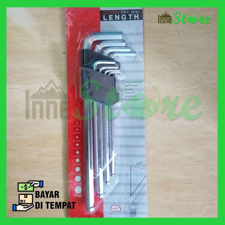 Kunci L Set Pcs Panjang Ballpoint Hex Key Long Lazada Indonesia