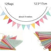 Linen Banner Colorful Triangle Bunting Jute Birthday Decoration Party Garland Anniversary Banners Banners Streamers Confetti