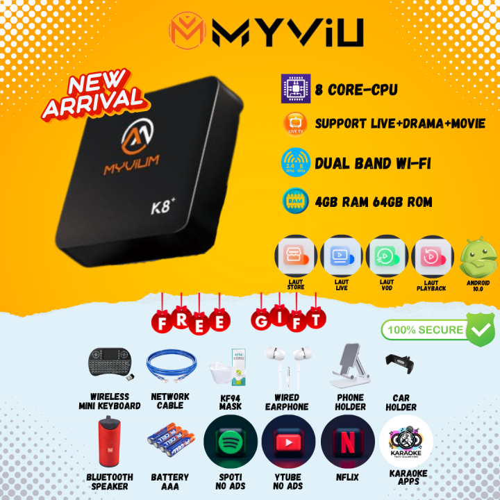 [Same Day Delivery] New Arrival MYVIU K8+ Malay Version FREE Lifetime