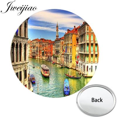 JWEIJIAO Venice Italy Anniversary One Side Flat Mini Pocket Mirror Compact Portable Makeup Vanity Hand Travel Purse Mirror Mirrors