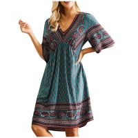 ℗☞■ Dresses For Women Casual Summer Short Sleeve Beach Dress A Line Dress Loose Sundress Vestidos Femininos Elegant Dresses For Wome