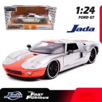 Jada โมเดลรถโลหะผสมเหล็กหล่อสำหรับเป็นของขวัญวันเกิดรถสปอร์ต1:24 Ford GT รถสปอร์ตจำลองของเล่นสำหรับเด็กผู้ชาย