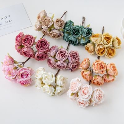 【cw】 12Pcs Artificial Flowers Silk TeaWedding Bouquet Wreath Scrapbooking forChristmas Decoration DiyAccessories 【hot】