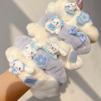 Kawaii Cinnamoroll Sanrio Blue Bowknot ผมตุ๊กตา Loop ที่คาดผมอเนกประสงค์น่ารักน่ารักที่คาดผมเครื่องประดับผมรูปหัวใจสำหรับเด็กนักเรียนเด็กผู้หญิง