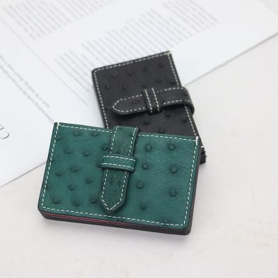 Luxury Ostrich Skin Leather Accordion Card Holder Multi Pockets Business Card Case Ostrich Leather Credit Card Holder