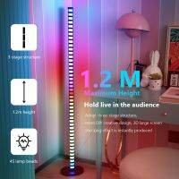 Rgb 1.2M นำจังหวะดนตรีควบคุมเสียงโคมไฟตั้งพื้นตกแต่งบ้านในร่มทันสมัยมุมห้องนั่งเล่นบรรยากาศไฟตั้งพื้น