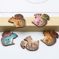 30pcs/30mm Buttons 2 Holes Mixed Color Pattern Squirrel Sewing Clothing Decoration Scrapbook Diy Handmade Home craft Supplies Haberdashery