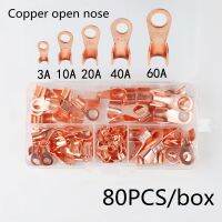 80PCS/Box OT Type 3A 5A 10A 20A 30A 40A 50A 60A Wires Terminal Red Copper Bare Nose Lugs Crimp Open Mouth Cable Connector Splice