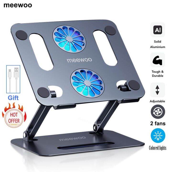 Meewoo Laptop Stand With Fan Aluminum Adjustable Laptop Stand Laptop