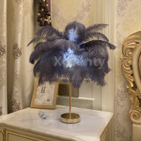 Usb Rechargeable Feather Table Lamp Led Ostrich Hair Bedroom Bedside Lamp Bedside Table Nordic Romantic Table Lamp