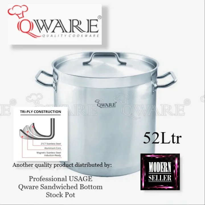 SP0081 52LTR 4040 QWARE SANDWICH BOTTOM STOCK POT DIA40X40CM Lazada
