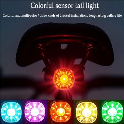 ♙¤✑ Bicycle Taillight Mountain Bike Light LED Warning Creative 7 Color Night Riding Equipment Highlighting Type USB Rechargeable