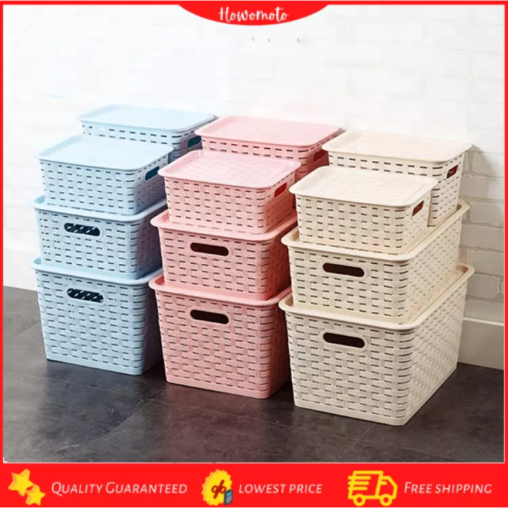 Rattan Storage Laundry Basket Woven Plastic Rattan Storage Boxes With