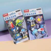 4pcs Space Explorer Eraser Set Mini Non-PVC Robot Rocket Astronaut UFO Rubber Erasers for Pencil Kids Gift School Student F691