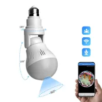 1080P 360° Panoramic Camera Light Bulb Wireless Wifi Camera Remote Viewing Security Surveillance Super Night Vision&amp;white LED