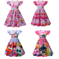 การ์ตูนชุดสาว SuperKitties Casual Boutique เสื้อผ้า Flutter แขนเด็กวัยหัดเดิน3-8Y S ฤดูร้อนวันเกิด Party Dresses...