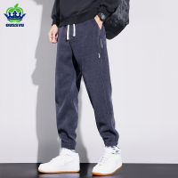 ผู้ชายยืดกางเกงผ้าลูกฟูก Drawstring เอวยางยืดหนาหลวม Harlan Jogger กางเกงลำลองกางเกงคาร์โก้ขนาดบวก M-4XL