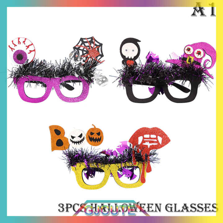 gjcute-แว่นตาฮาโลวีน3ชิ้นแว่นตาของเล่นแปลกใหม่สำหรับงานปาร์ตี้ฮาโลวีนของขวัญสำหรับเด็ก