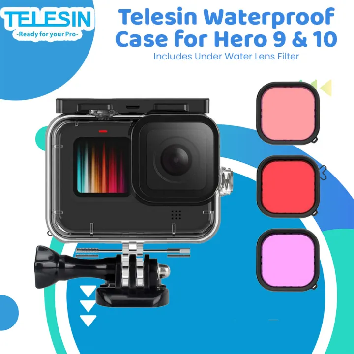 Telesin Waterproof Case for GoPro Hero 9 and 10 with Lens Filter