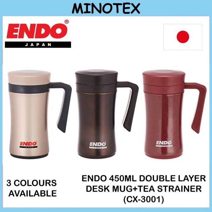 Endo 450ml Double Layered Mug with Tea Strainer/thermos air panas