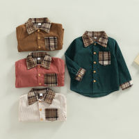 【Forever CY Baby】Toddler Baby Boy Shirt Coat, Plaid Print Patchwork Long Sleeve Turn-Down Collar Button Closure Outwear