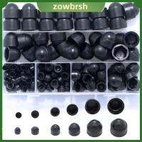 ZOWBRSH 145Pcs M4-M12 ชุดน็อตหัวจมหกเหลี่ยม ไนลอนทำจากไนลอน 6ขนาด ฝาครอบน๊อตเกลียวตัวเมีย ทนทานต่อการใช้งาน 304สแตนเลสสตีล Dome nuts ในร่มและกลางแจ้ง