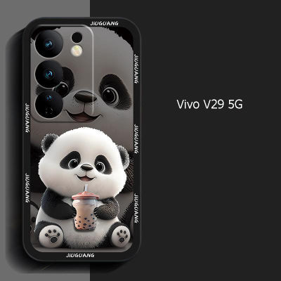 Vivo V29 5Gฝาหลังป้องกันการกระแทกสำหรับ Vivo V29 5G ลายการ์ตูนกระจกเทมเปอร์พร้อมเคสป้องกันเลนส์กล้อง