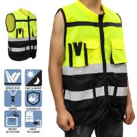 เสื้อกั๊กนิรภัย Hi-Vis เสื้อกั๊กสะท้อนแสงสำหรับกลางคืนเสื้อแจ็คเก็ตสำหรับขับขี่สีปลอดภัย + กระเป๋า XXL