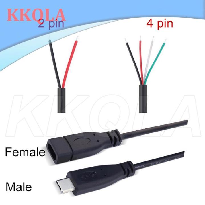 qkkqla-1m-usb-type-a-male-female-type-c-micro-connector-2pin-4pin-core-power-supply-cable-extension-adapter-repair-welding-wire-diy