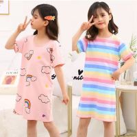 Little Girl Nightgown Nightdress for Girls Cotton Summer Short-Sleeve Cartoon Pajamas Childrens Clothing Nightwear Kids Pajamas