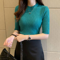 Summer Pullover Knitted Half Sleeve Knitted Sweater Women New 2021 Spring Basic Solid Casual Base Female Shirts Korean 13466