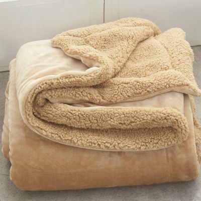 [COD] Small quilt lamb fleece double thickened warm winter office nap single coral
