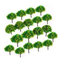 【cw】20pcs 1:100 Sand Building Model Tree Scenery Landscape Train Model Trees with Yellow Flowers Landscaping Simulation Plant