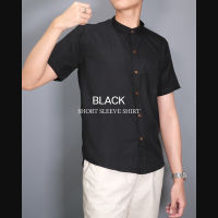 เสื้อเชิ้ตคอจีน แขนสั้น SHORT SLEEVE SHIRT mandarin collar สีดำ(ฺBlack)