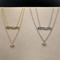 VIVIENNE WESTWOOD High Version gold and silver GETALIFE letter double-layer four-claw flash diamond Saturn necklace--B8330