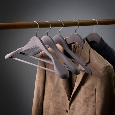 J05 6ชิ้นไม้แขวนเสื้อไหล่กว้างไม่สูทสลิปสำหรับเก็บเสื้อผ้าไม้แขวนเสื้อโค้ตแจ็กเก็ตวัสดุหนาที่ติดทนนาน