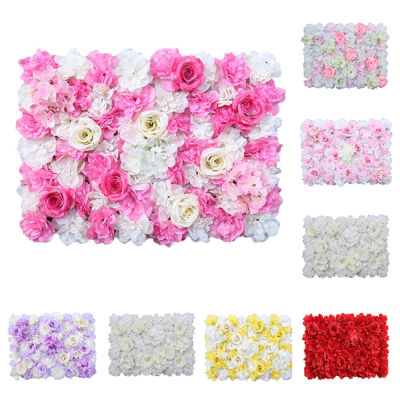 Silk Rose Flower Wall 40*60cm Panel Artificial Flower for Home Romantic Wedding Backdrop Decoration Party Event Birthday Gift