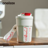 ONEISALL ความร้อนขวดแก้วกาแฟ400มิลลิลิตร316สแตนเลสโดยตรงดื่มแก้วสูญญากาศดื่มบ้านท่องเที่ยวสำนักงานทนต่อการสึกหรอและป้องกันการรั่ว