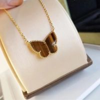 European And American Trend 925 Silver Gold-plated White Fritillary Butterfly Necklace Women Fashion Luxury Brand Jewelry Gifts