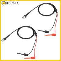 WAPKTY 2Pcs 100ซม. ค่ะ Oscilloscope Probes คลิปทดสอบตะกั่ว PVC และทองแดง สีดำ/ สีแดง คลิปตะขอทดสอบขนาดเล็กตะขอคู่ สำหรับกลไกจักรกล BNC ไปยังสายโคแอกเซียลคู่ ยานยนต์สำหรับรถยนต์