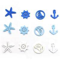 30pcs Mix Multi Shape Decorative Craft Buttons Wooden Painting Sea Sailor Anchor Pirate Ship Series Button DIY Handmade Supplies Haberdashery