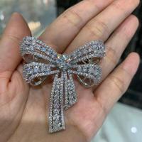 high quality copper with cubic zircon bowknot brooch pin fashion women jewelry for dress free shipping cute romantic