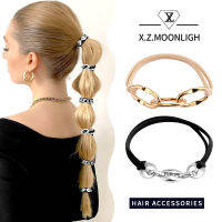 【 X.z. Moonligh】ที่มัดผมด้วยสร้อยข้อมือ Ikat Rambut Elastis สีเบจพร้อมเหรียญทองเงินดูดีบนข้อมือของคุณน่ารักเมื่อสวมใส่