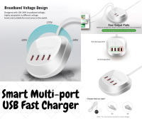 Smart Multi-port USB Fast Charger Portable Four Ports Quick Charge เครื่องชาร์จติดผนังQC3.0