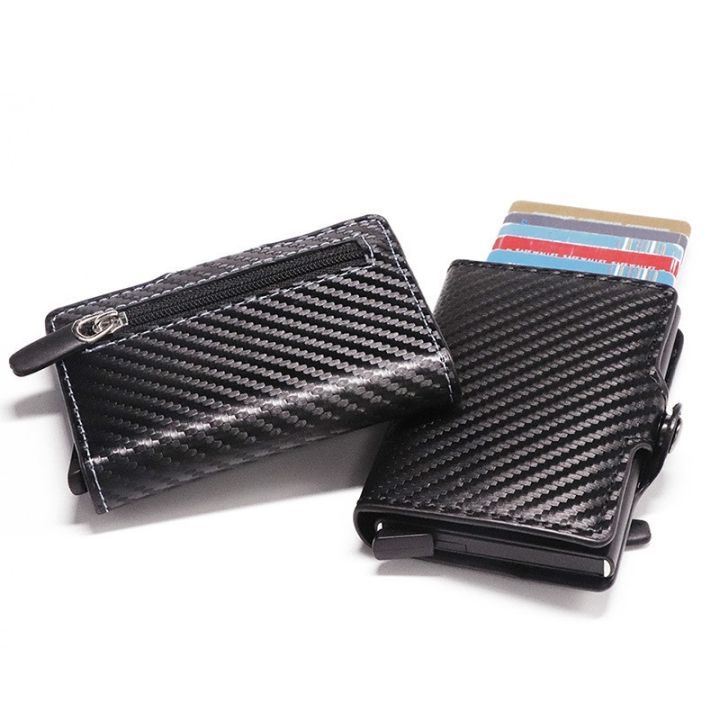 layor-wallet-2022กระเป๋า-rfid-ผู้ถือบัตรโลหะปุ่มเหรียญกระเป๋าสตางค์ป้องกันแฟชั่นคาร์บอนไฟเบอร์กระเป๋าสตางค์ผู้ชายบางกระเป๋าสตางค์กรณีบัตรป้องกันการโจรกรรม