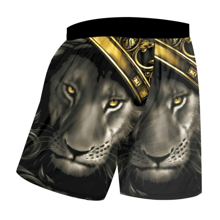 ogkb-beach-shorts-womenmen-beach-shorts-sweat-trunks-print-lion-king-with-crown-3d-board-shorts-bathingsuits-quick-dry-bermuda